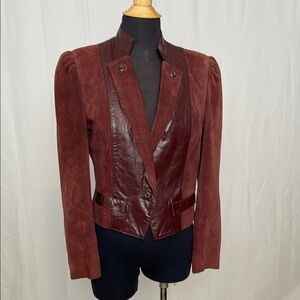 Women's Burgundy Leather and Suede Jacket